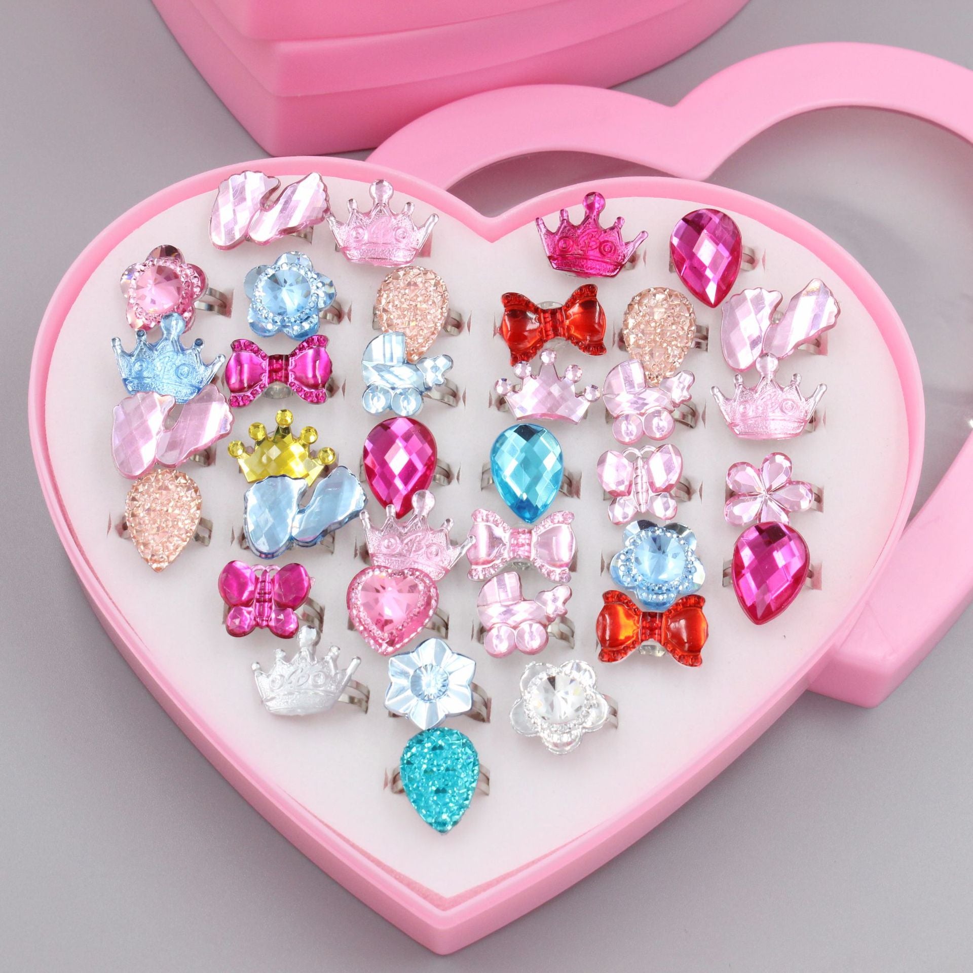 Wholesale Heart Alloy Kids Rings Set